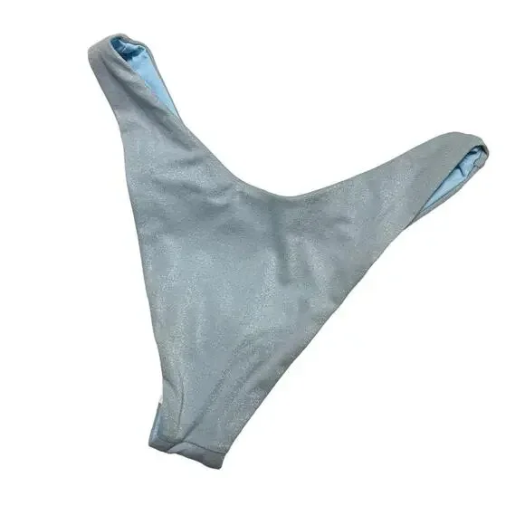 L*SPACE Shimmer Cabana Bikini Bottom Bitsy Sky Blue Stretch Seamless XS NEW - Picture 7 of 11